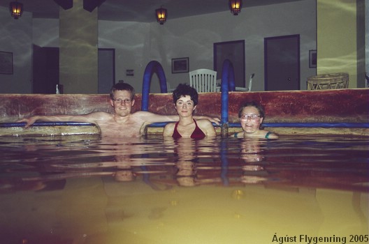 In the naturally hot spring back at the hotel. The red colour is because the water is very iron-ic :)