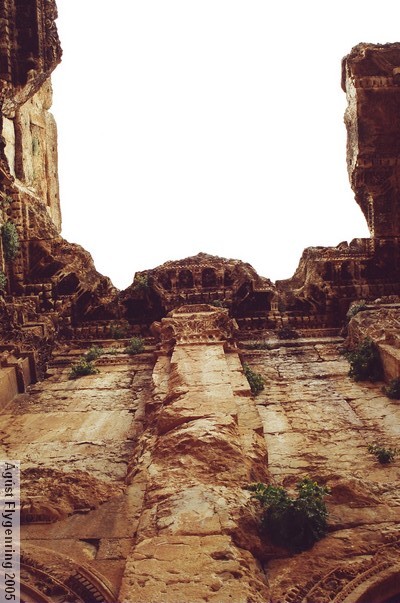 Looking up inside the Temple of Bacchus