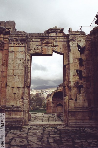 Looking out from inside the temple