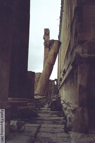A tipsy column at the Temple of Bacchus