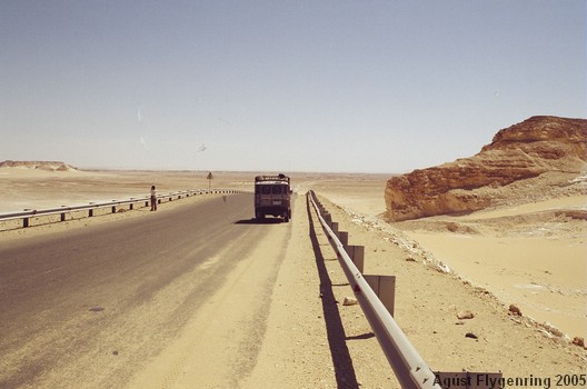 Our Land Cruiser driving into the White Desert